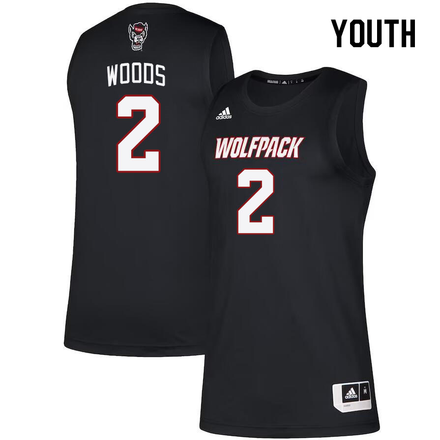 Youth #2 Kam Woods NC State Wolfpack College Basketball Jerseys Stitched Sale-Black